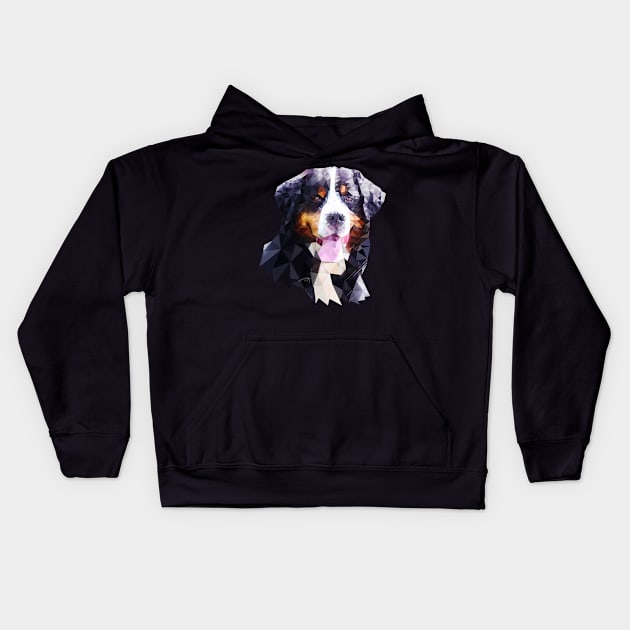 Bernese Mountain Dog (Low Poly) Kids Hoodie by lunaroveda